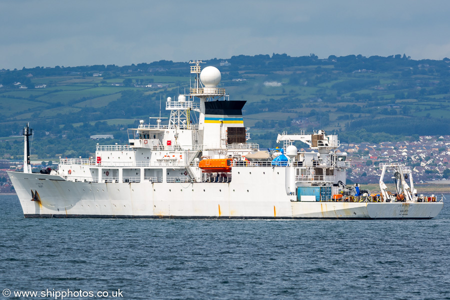 Photograph of the vessel USNS Maury pictured at anchor in Belfast Lough on 29th June 2023