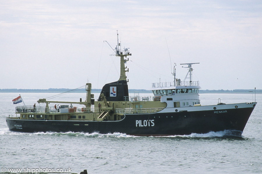 Photograph of the vessel pv Menkar pictured on the Westerschelde passing Vlissingen on 21st June 2002