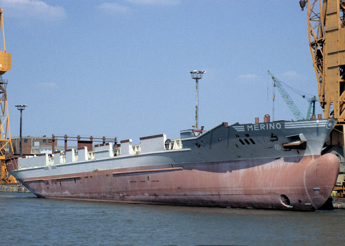 Photograph of the vessel  Merino pictured part completed at Bremerhaven on 6th June 1997