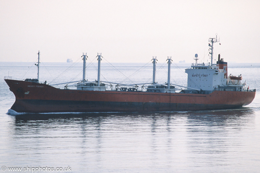Photograph of the vessel  Merry Fisher pictured on the Westerschelde passing Vlissingen on 21st June 2002
