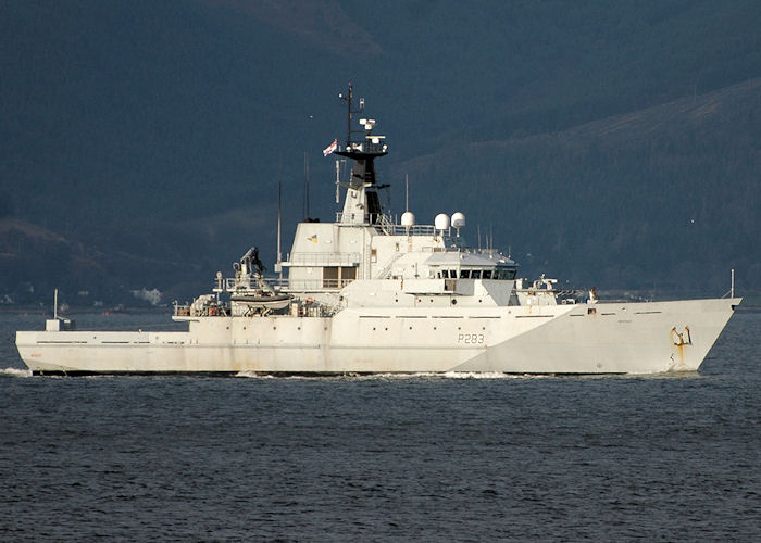 Photograph of the vessel HMS Mersey pictured passing Gourock on 22nd November 2010