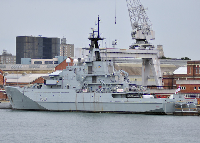 Photograph of the vessel HMS Mersey pictured in Portsmouth Naval Base on 6th August 2011