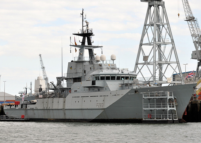 Photograph of the vessel HMS Mersey pictured in Portsmouth Naval Base on 20th July 2012