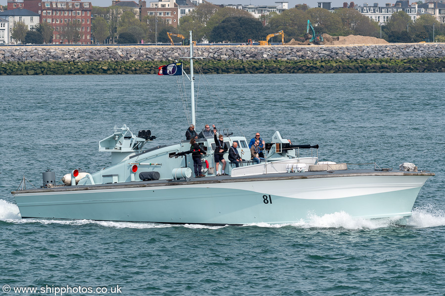 Photograph of the vessel  MGB 81 pictured departing Portsmouth on 26th April 2025