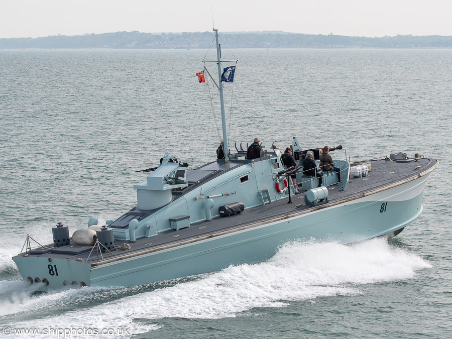 Photograph of the vessel  MGB 81 pictured departing Portsmouth on 26th April 2025