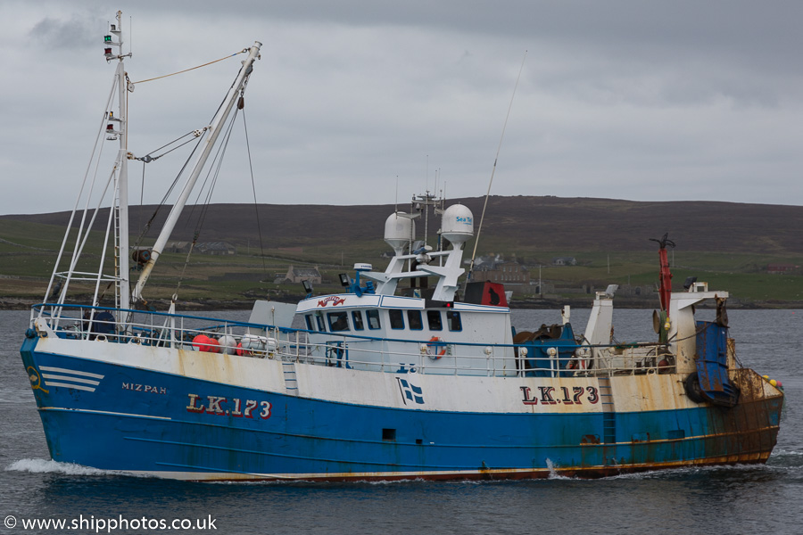 Photograph of the vessel fv Mizpah pictured at Lerwick on 20th May 2015