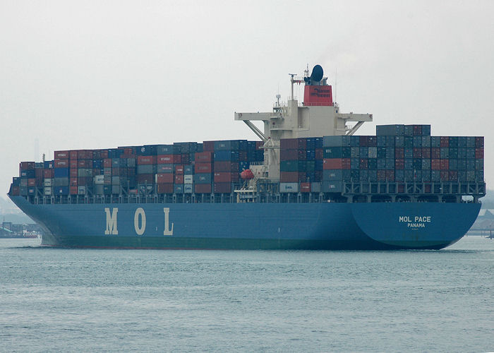 Photograph of the vessel  MOL Pace pictured departing Southampton on 22nd April 2006