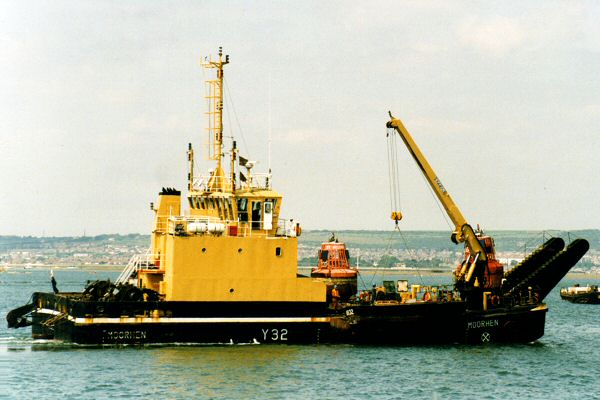 Photograph of the vessel RMAS Moorhen pictured in Portsmouth on 25th May 1999