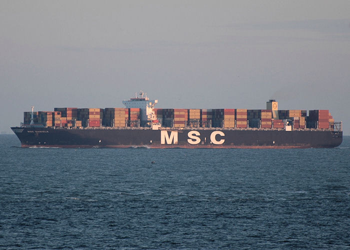 Photograph of the vessel  MSC Daniela pictured approaching Europoort on 21st June 2010