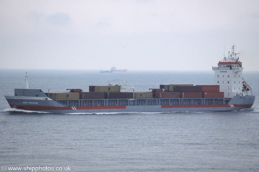 Photograph of the vessel  MSC Poland pictured on the Westerschelde passing Vlissingen on 20th June 2002