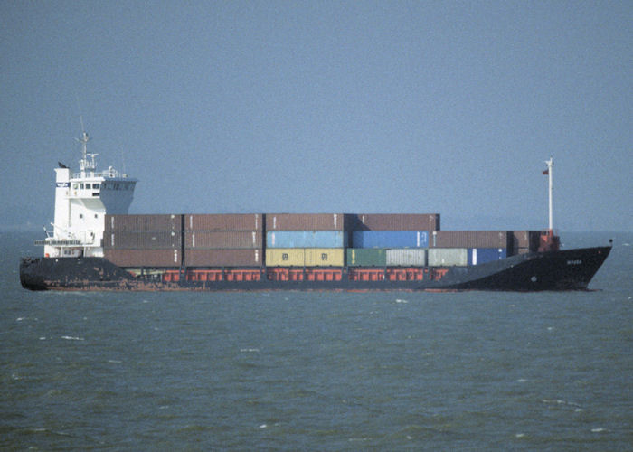 Photograph of the vessel  Muuga pictured at anchor off Felixstowe on 4th June 1997
