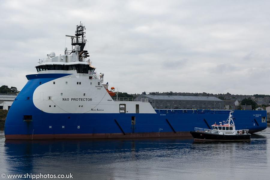 Photograph of the vessel  NAO Protector pictured departing Aberdeen on 20th September 2015