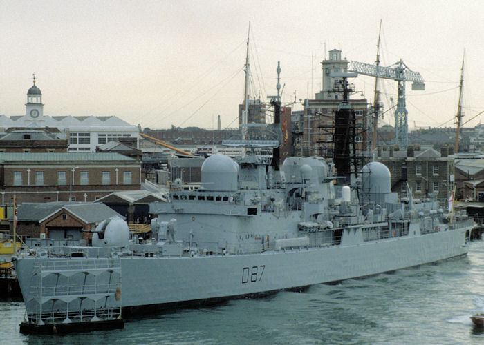 Photograph of the vessel HMS Newcastle pictured in Portsmouth Naval Base on 17th August 1997