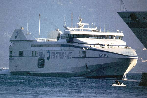 Photograph of the vessel  NGV Asco pictured arriving in Ajaccio on 1st September 1999