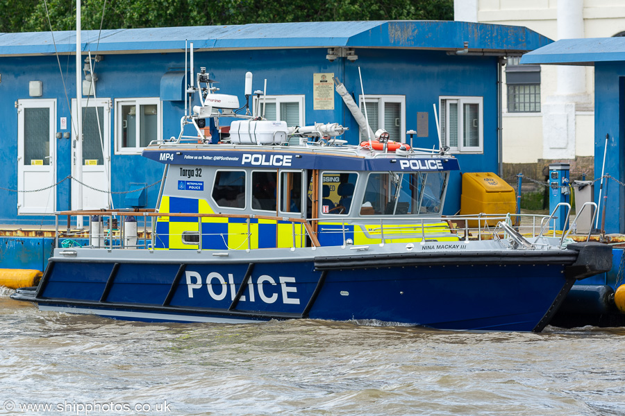 Photograph of the vessel  Nina Mackay III pictured at Wapping on 6th July 2023