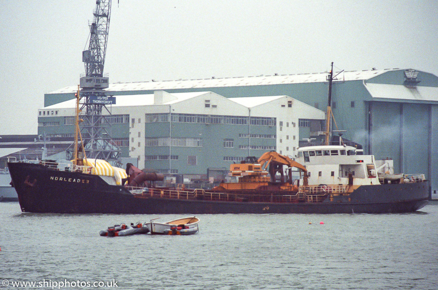 Photograph of the vessel  Norleader pictured arriving at Southampton on 12th March 1989