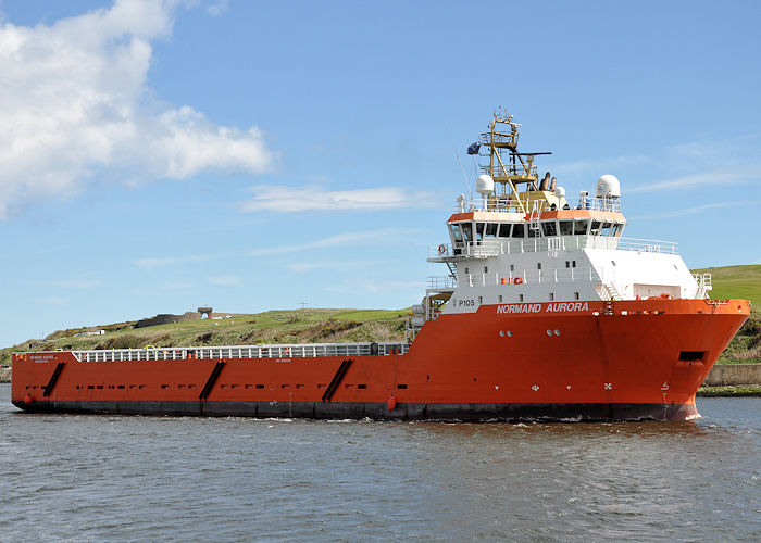 Photograph of the vessel  Normand Aurora pictured arriving at Aberdeen on 13th May 2013