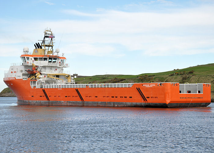 Photograph of the vessel  Normand Aurora pictured departing Aberdeen on 14th May 2013
