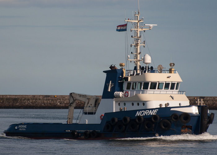 Photograph of the vessel  Norne pictured arriving on the River Tyne on 23rd August 2014