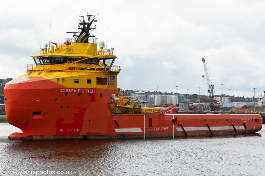 Photograph of the vessel  Norsea Fighter pictured departing Aberdeen on 22nd May 2022