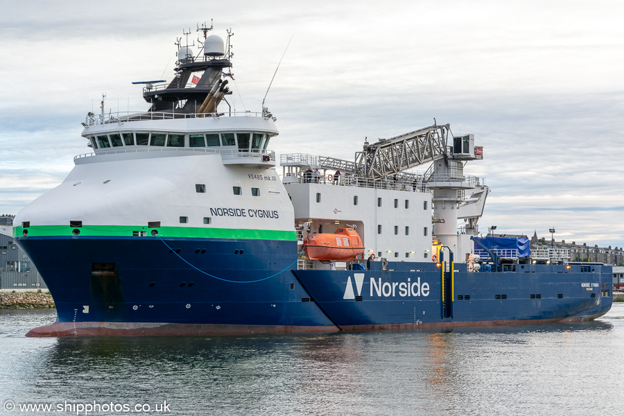 Photograph of the vessel  Norside Cygnus pictured departing Aberdeen on 9th August 2023