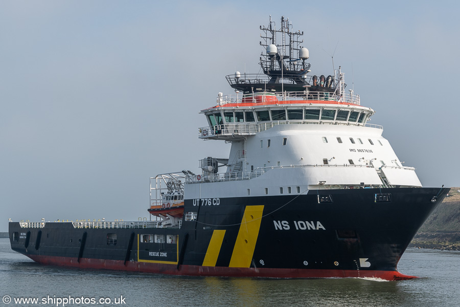 Photograph of the vessel  NS Iona pictured arriving at Aberdeen on 20th March 2025