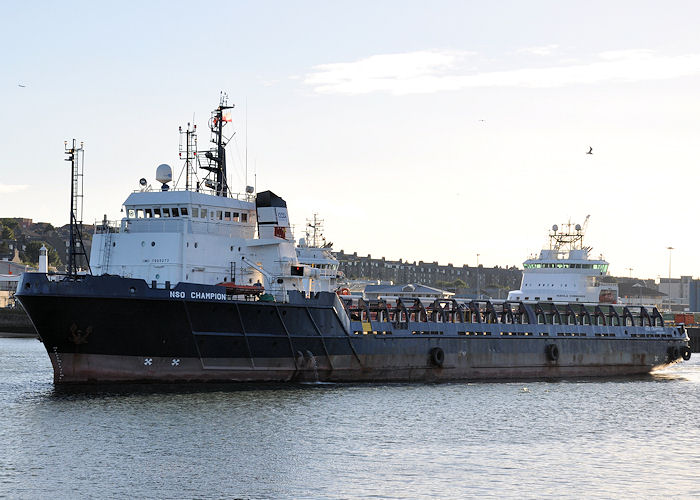 Photograph of the vessel  NSO Champion pictured departing Aberdeen on 15th September 2013