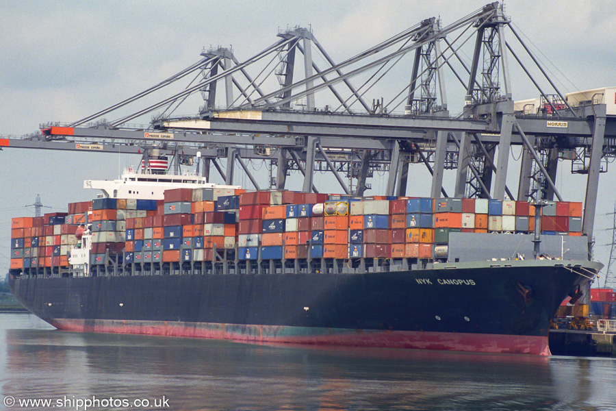 Photograph of the vessel  NYK Canopus pictured at Southampton Container Terminal on 6th July 2002