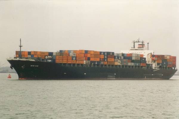 Photograph of the vessel  NYK Kai pictured departing Southampton on 23rd February 1998