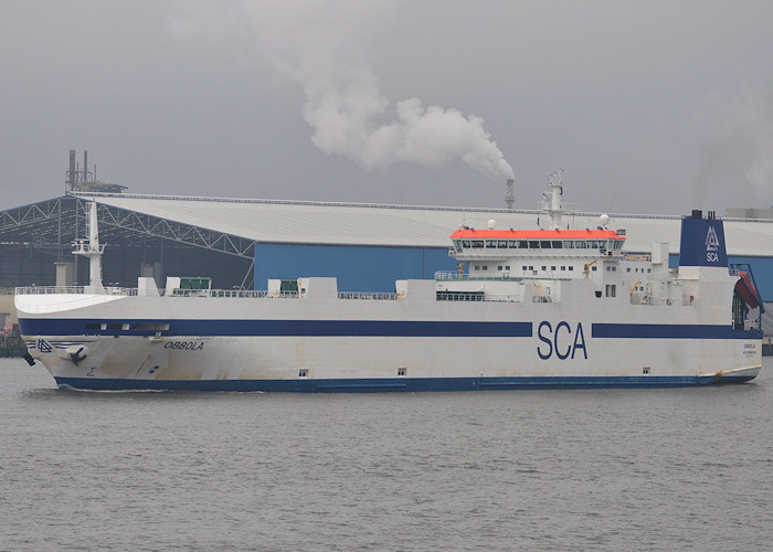 Photograph of the vessel  Obbola pictured passing Vlaardingen on 26th June 2011