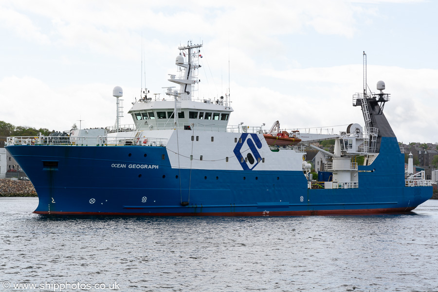 Photograph of the vessel  Ocean Geograph pictured departing Aberdeen on 13th May 2022