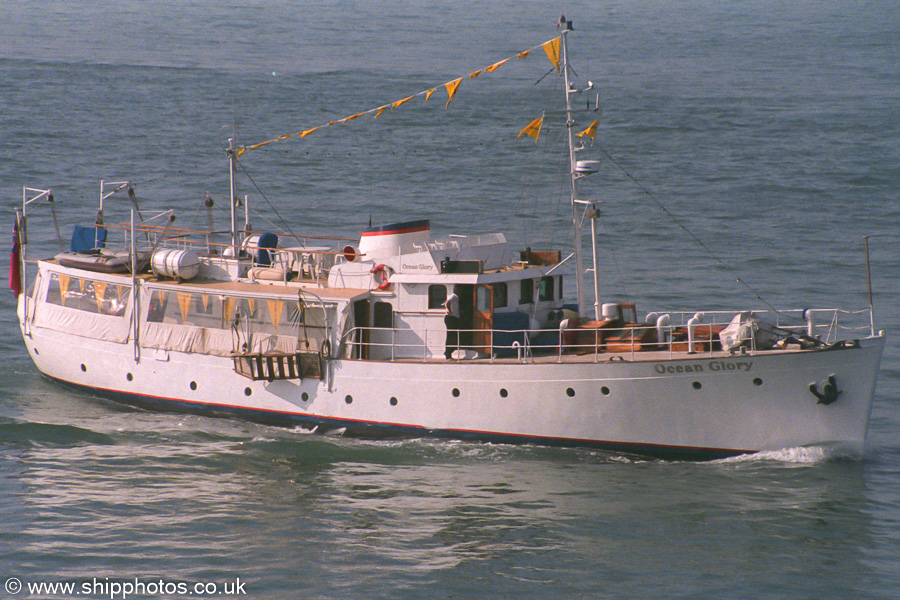  Ocean Glory pictured arriving in Portsmouth Harbour on 24th September 1989