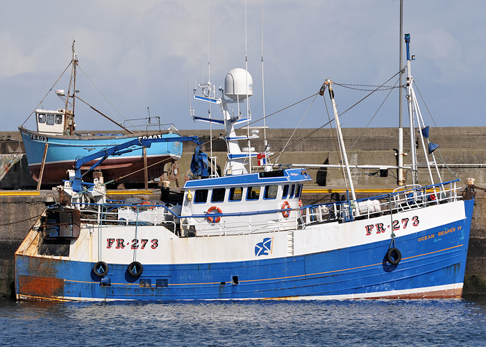 Photograph of the vessel fv Ocean Reaper IV pictured at Fraserburgh on 15th April 2012