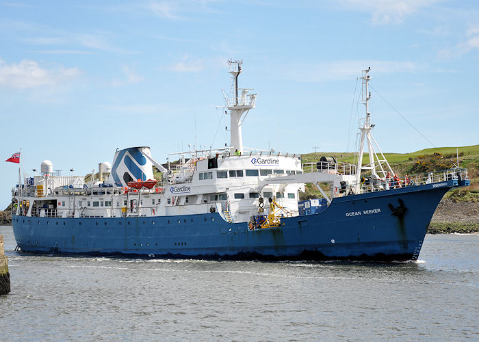 Photograph of the vessel rv Ocean Seeker pictured arriving at Aberdeen on 13th May 2013