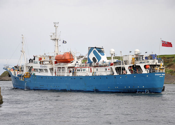 Photograph of the vessel rv Ocean Seeker pictured departing Aberdeen on 15th May 2013