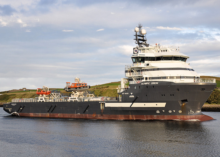 Photograph of the vessel  Olympic Orion pictured arriving at Aberdeen on 16th September 2012