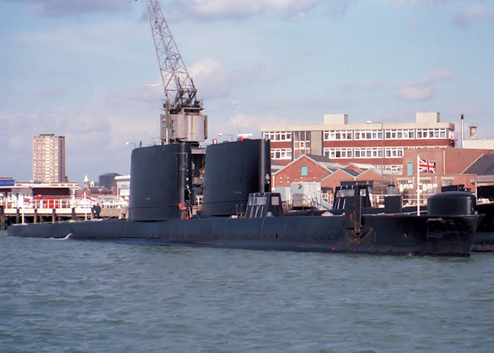 Photograph of the vessel HMS Olympus pictured at Gosport on 26th March 1988