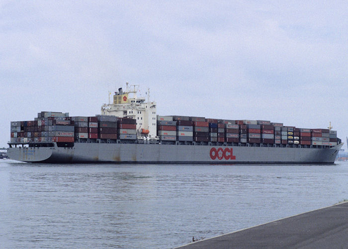 Photograph of the vessel  OOCL France pictured arriving at Southampton on 30th July 1996