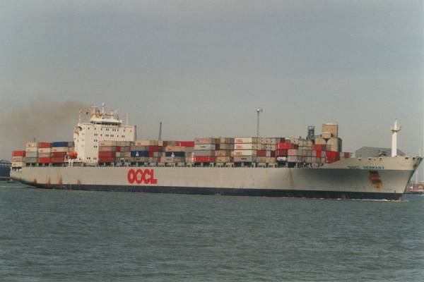 Photograph of the vessel  OOCL Germany pictured departing Southampton on 8th April 1997