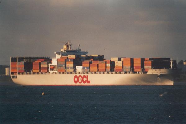 Photograph of the vessel  OOCL Los Angeles pictured arriving in Southampton on 27th May 2000