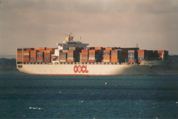 Photograph of the vessel  OOCL Shanghai pictured arriving in Southampton on 27th May 2000
