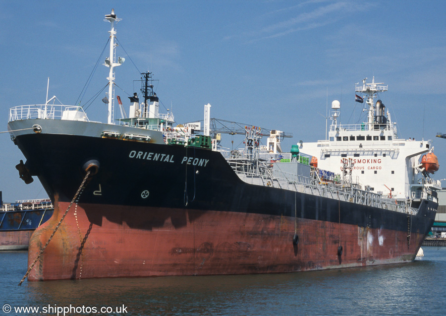 Photograph of the vessel  Oriental Peony pictured in Wiltonhaven, Rotterdam on 17th June 2002
