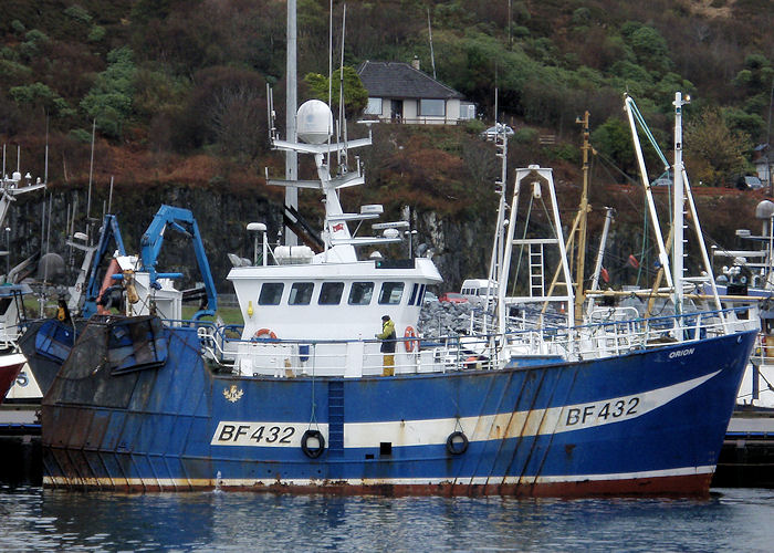 Photograph of the vessel fv Orion pictured at Mallaig on 9th April 2012