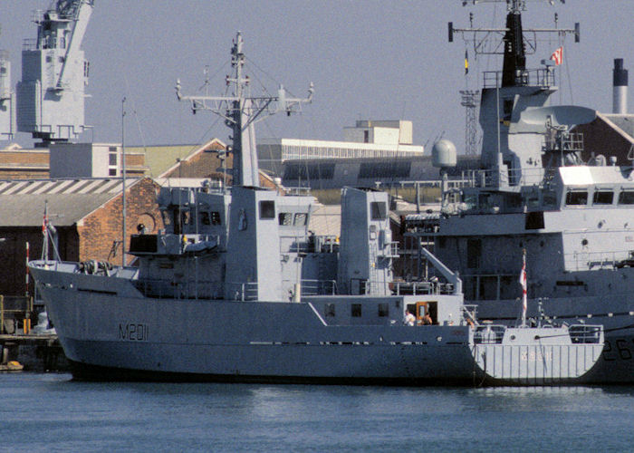 Photograph of the vessel HMS Orwell pictured in Portsmouth Naval Base on 21st July 1996