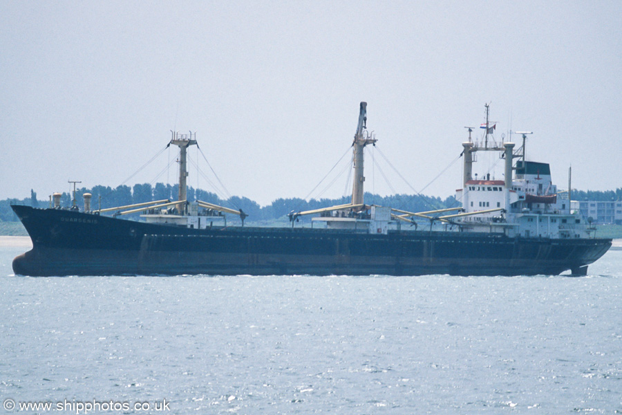 Photograph of the vessel  Ouarsenis pictured on the Westerschelde passing Vlissingen on 21st June 2002