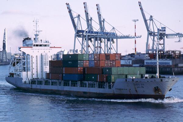 Photograph of the vessel  Oued Ziz pictured departing Hamburg on 20th March 2001