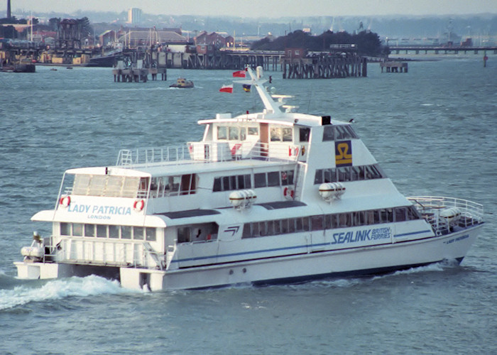 Photograph of the vessel  Our Lady Patricia pictured entering Portsmouth Harbour on 25th February 1988