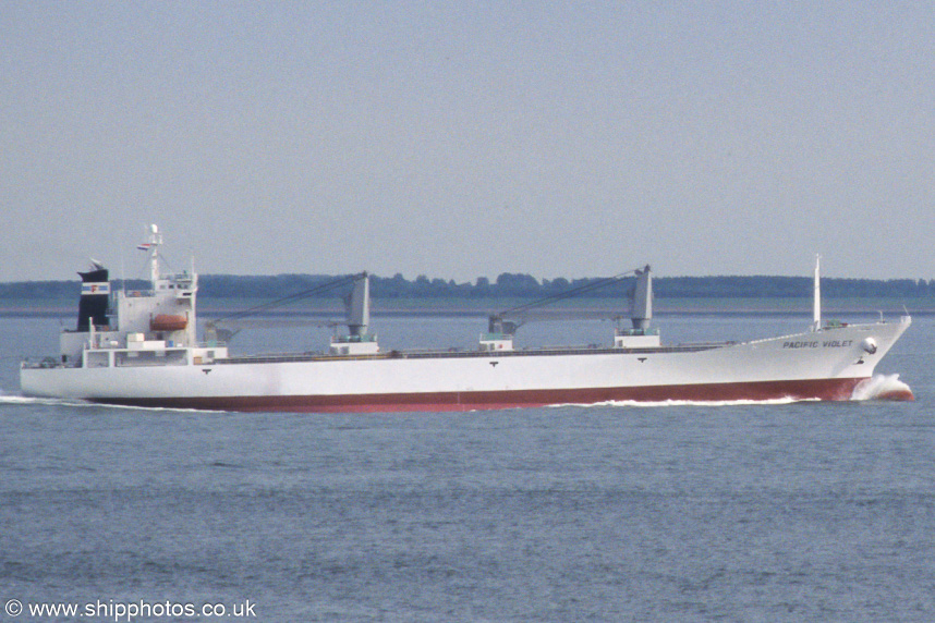 Photograph of the vessel  Pacific Violet pictured on the Westerschelde passing Vlissingen on 19th June 2002