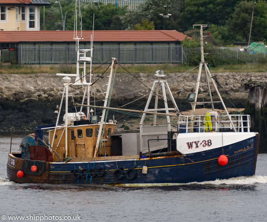 Photograph of the vessel fv Pamela S pictured passing North Shields on 22nd August 2015