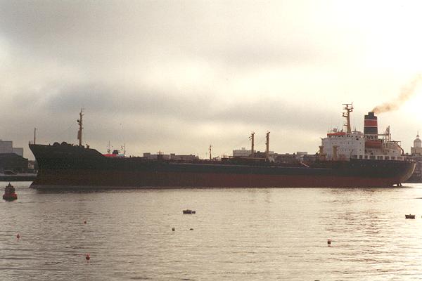 Photograph of the vessel  Petro Tyne pictured arriving in Portsmouth Harbour on 4th February 1995